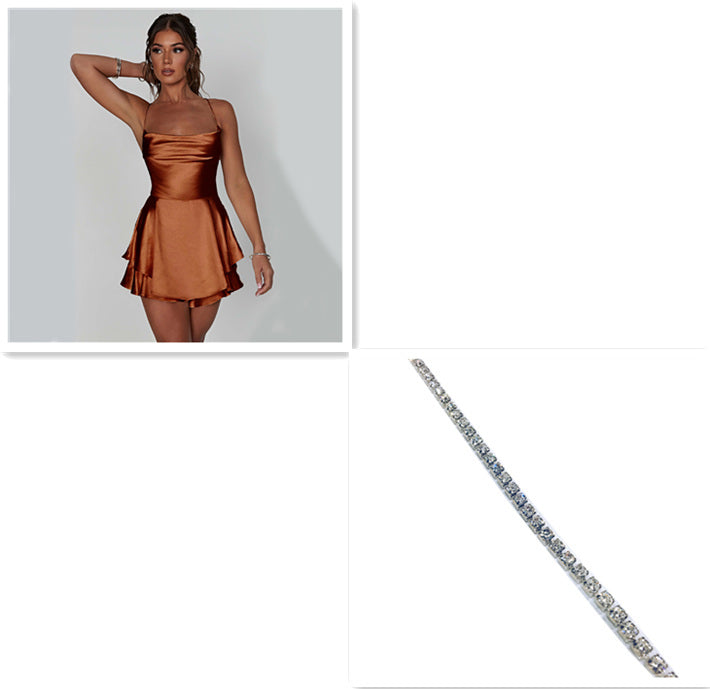 Elegant Lace‑Up Short Dress
