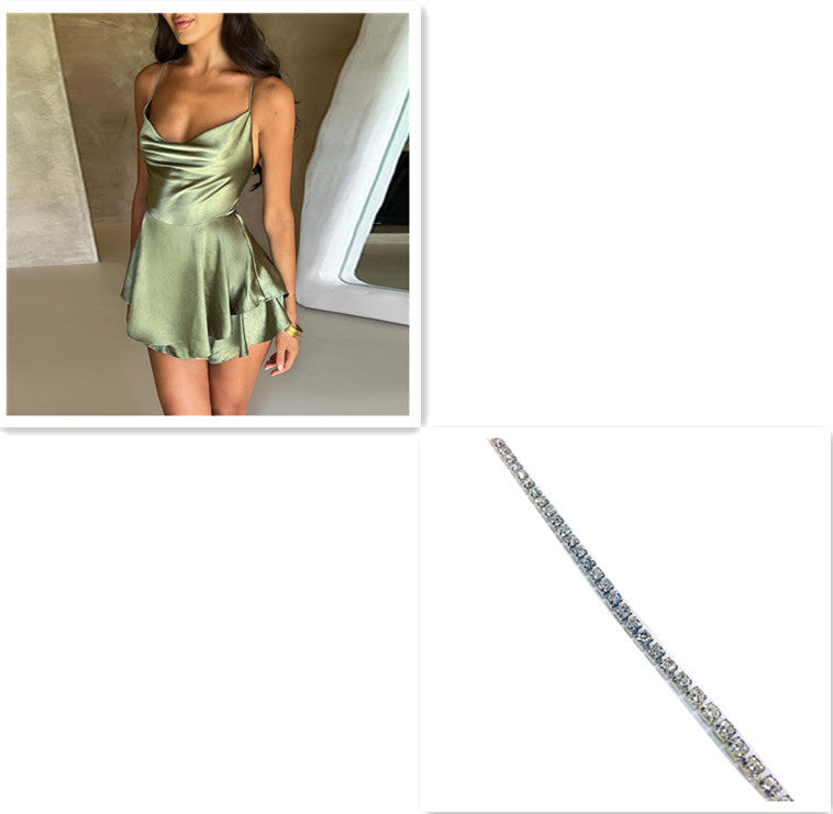 Elegant Lace‑Up Short Dress