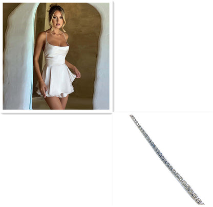 Elegant Lace‑Up Short Dress