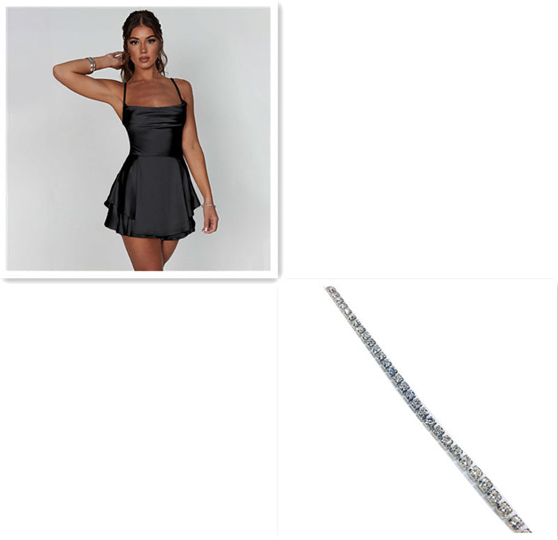 Elegant Lace‑Up Short Dress